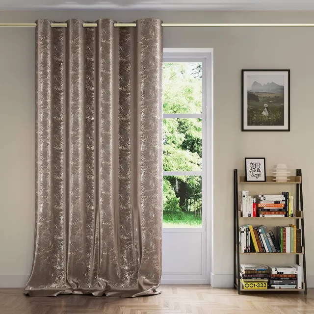 Merkl'Loos Gordijn Velvet look 140x270 cm 1 st oogjesgordijn fluweel raamdecoratie decosjaal Lightning Cappuccino Gold