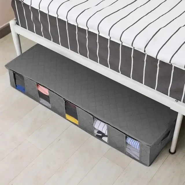 Repus Set van 2 - Opberg Organizers met 5 vakken - Opbergtassen - Opbergzakken - Onder Bed - Ritssluiting - Kleding - Zomer - Winter - Groot - 97x33x15 - Grijs