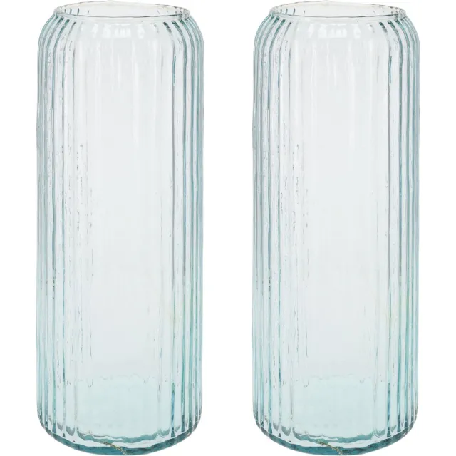 Excellent Houseware Excelent Houseware Cilindervazen glas - 2x stuks - blauw - 15 x 37 cm