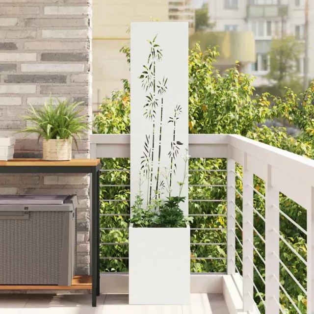 vidaXL Tuin Privacy Screen Wit 32 x 32 x 150 cm Koudgewalst staal
