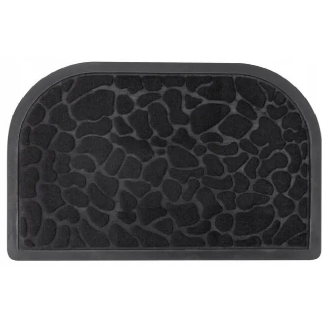 Galicja Halfronde Deurmat - Antislip - Zwart - Grijs - 60x40cm Zwart;Grijs