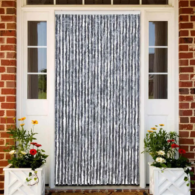 vidaXL Vliegengordijn 118x220 cm chenille zilverkleurig