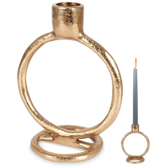 Home & Styling Collection Home Styling Collection - Aluminium Kandelaar - 15 cm - Goudkleurig - Industrieel