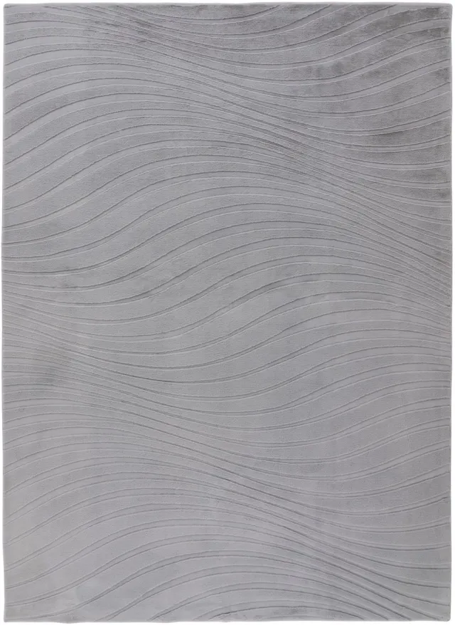 Padiro design laagpolig vloerkleed 80 x 150 cm - lichtgrijs - modern abstract ontwerp - voor vloerverwarming - van polyester