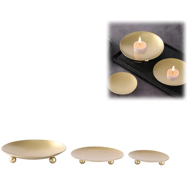 SWGOTA 3 stuks - Kandelaars - Metalen kandelaars - Aromatherapiehouders - Smeedijzeren dienbladen - Ideaal voor romantische tafeldecoraties, bruiloftsarrangementen, kaarsenopstelling - Elegante decoratieve stukken - 6,8 cm + 9 cm + 11 cm - Gouden afwerking