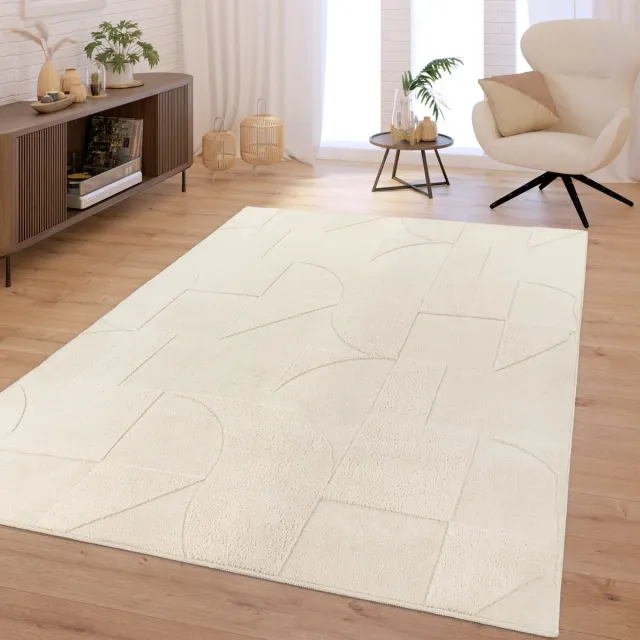 TT Home Woonkamer tapijt slaapkamer hoogpolig zacht wasbaar effen 3D look modern 120 x 160 cm Rechthoek 120 x 160 cm Rechthoek beige
