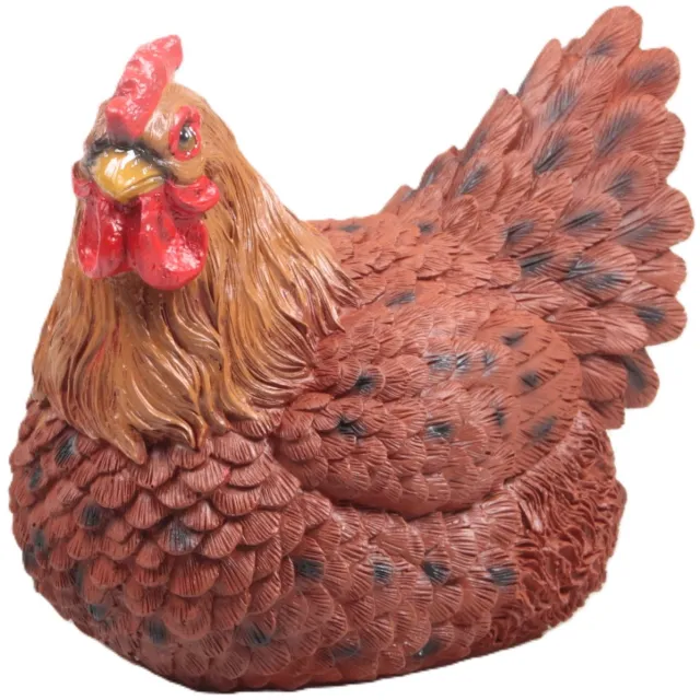 Farmwood Kip tuin beeldje - voor binnen/buiten - 24 x 18 x 20 cm - dieren tuinbeelden - bruin - kippen