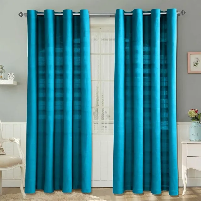 Homescapes gordijnen met oogjes Rajput petrol set van 2, 137 x 137 cm