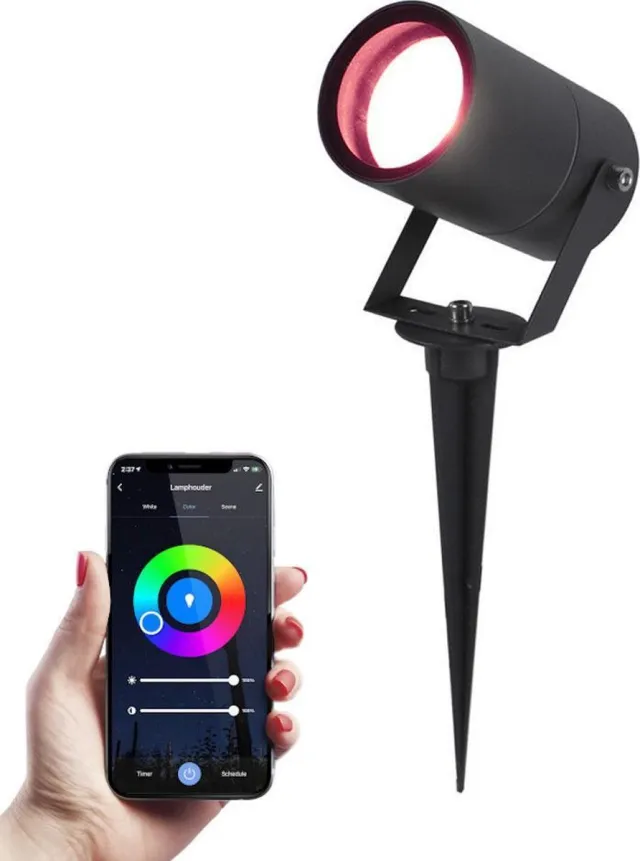 Homeylux Smart WiFi Prikspot Spikey aluminium zwart RGBWW IP65