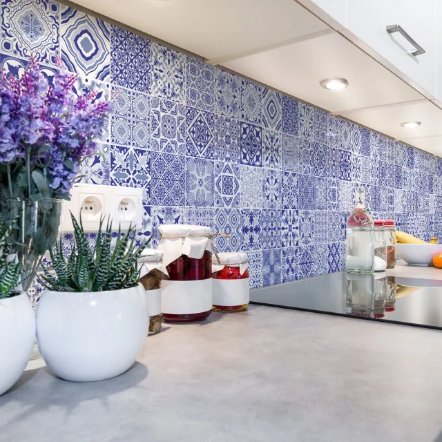 Ambiance Sticker Zelfklevende tegelmuurstickers voor keuken en badkamer - 30 Leonardo Azulejos tegelstickers - 30 stickers 10x10cm Multi color