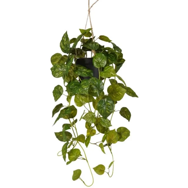 Emerald Kunst Hangplant Scindapsus in pot groen/geel 70cm - Kunstplant voor binnen