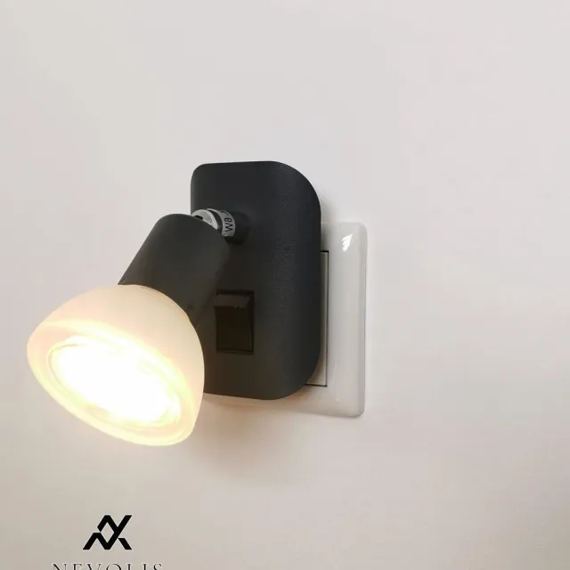Nevolis Stekkerlamp 11-045 *CALI* in antraciet mat met glazen kap - LED-lamp 3000K warm wit & tuimelschakelaar - Leeslamp keukenlamp fittinglamp wandlamp . multi-color