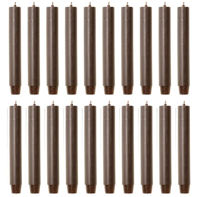 Rustik Lys chique mooie dinerkaarsen pak van 20 stuks 2.6 x 18 cm in de kleur Donkerbruin