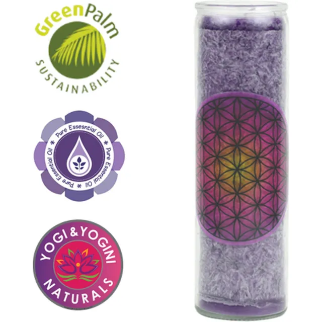 Greenpalm Geurkaars stearine Flower of Life paars (21x6,5 cm) Multi colour