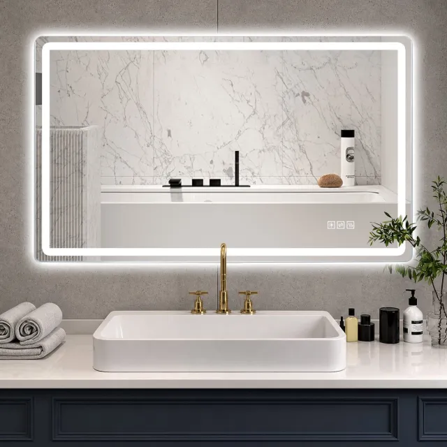 MODFU Wandspiegel - Modern - Rechthoek - LED - Anti-Beslag - Zilver - 120 Cm Silver