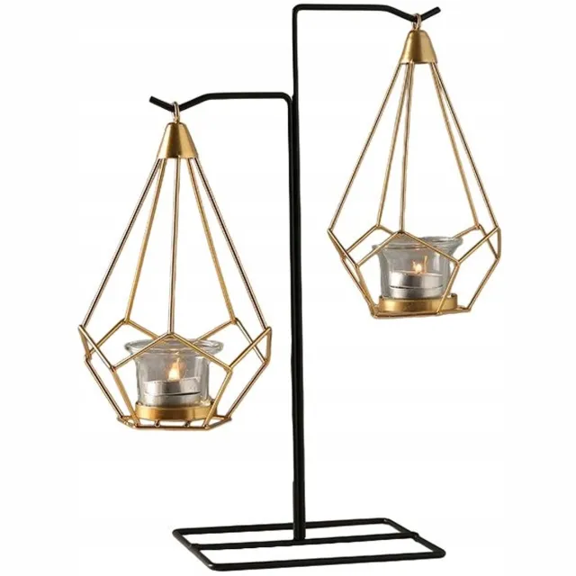Sezona Gouden & Zwarte Metalen Kandelaar voor Theelichtjes - Stijlvolle Decoratie Goud en Zwart