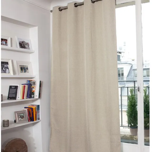 Moondream DecibelControl™ 3in1 Anti-Ruisgordijn | Geluidsisolatie | Thermo Winter+Zomer | 100% Verduisterend | Gepatenteerde Technologie | EU-fabricaat | Oogjes | Beige MC632 | 130 x 260 (BxH) cm
