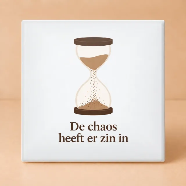 Bedruk King Minimalistische Tegel Nieuw Jaar Zelfde Chaos – Strakke Wanddecoratie voor Liefhebbers van Humor en Design - 15 x 15 cm Wit