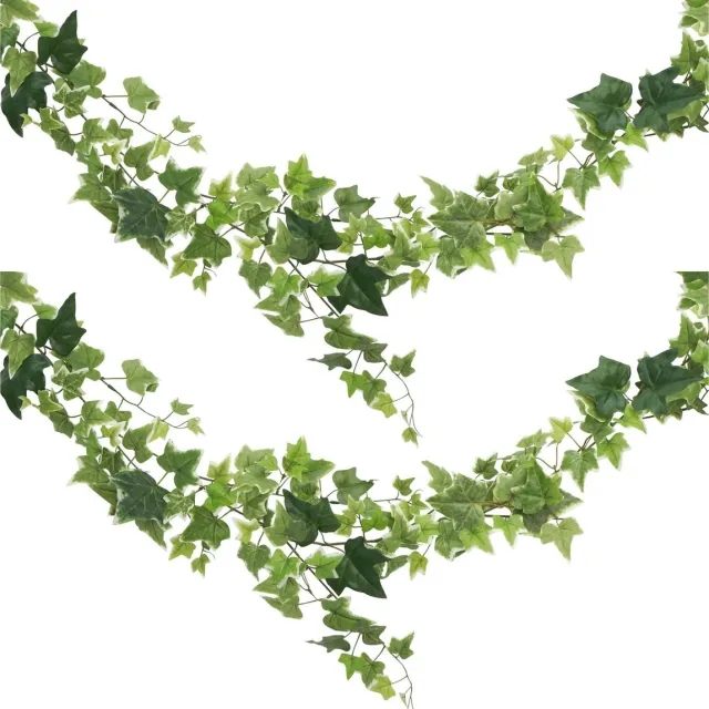 CHAKS kunstplant/hangplant slinger - 2x - Klimop/hedera - groen - 180 cm - lang - planten guirlandes