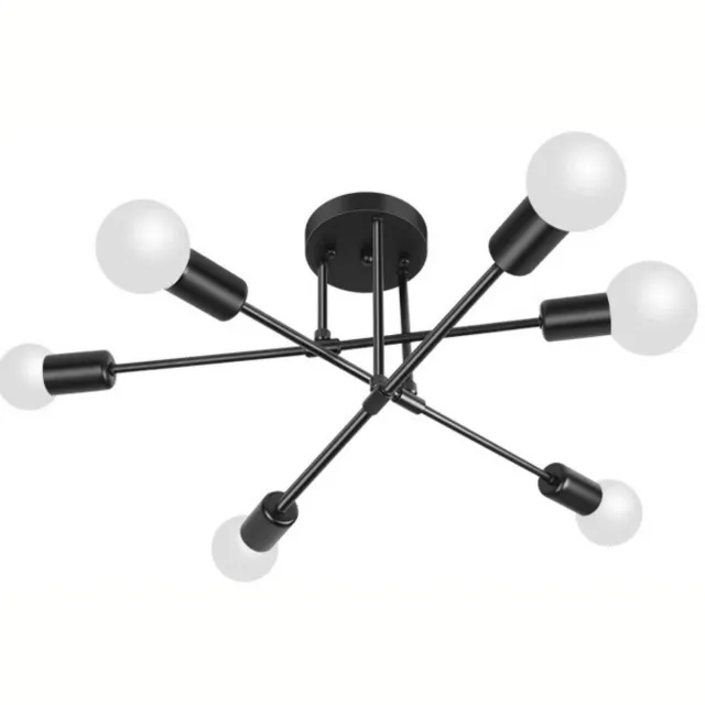 NextNovaDeals E27 LED Plafondhanglamp - Retro Metalen 6-Koppige Plafondlamp - Moderne Hanglamp - Voor Slaapkamer Woonkamer Zwart