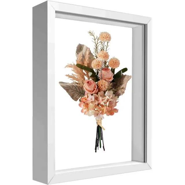 GelldG Vulframe - 3D fotolijst - Diepe lijst - Wand- of bureaudecoratie - 20x29 cm - A4-formaat - Geschikt voor het inlijsten van foto's, zelfgemaakte kunstwerken, medailles en gedroogde bloemen - Wit