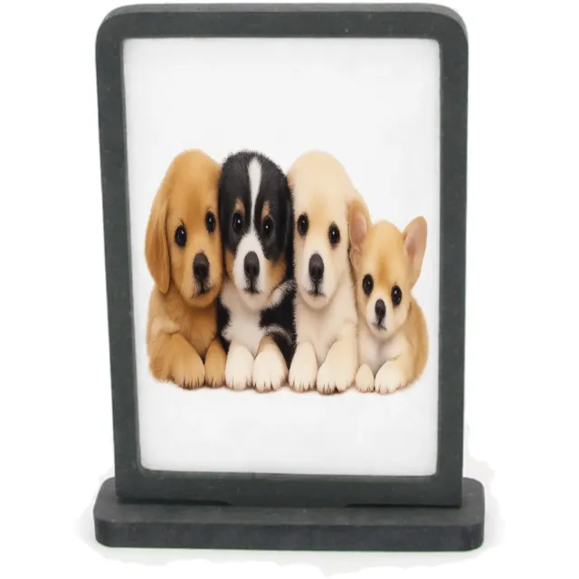 Mr Cadeautjes Houten fotolijst rechthoek met MDF inleg - design Een vrolijke, zachte dierenprint met een compacte groep jong | cadeau Wit