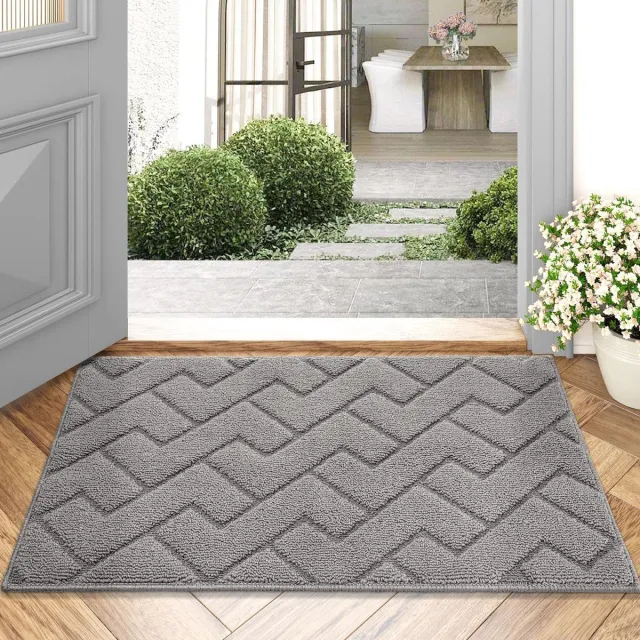 Duiten Deurmatten Binnen Duiten 50 X80CM Schoonloopmat Vuilschraper,Antislip, Machinewasbaar,Waterabsorberend, entree deurmat voor voordeur, gang, entree, keuken, slaapkamer (Grijs)