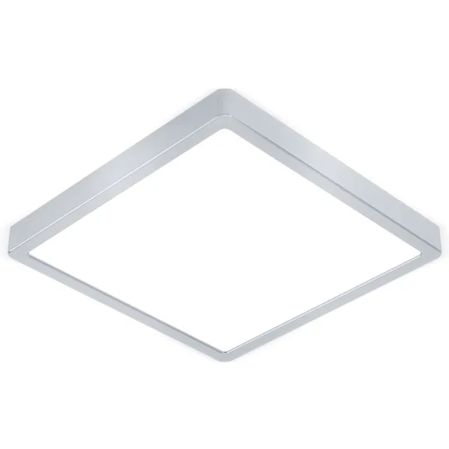 EGLO LED plafondlamp hoekige keukenlamp zilveren hallamp woonkamerlamp, staal kunststof, 20,5W 2400lm warm wit, LxBxH 28,5x28,5x2,8 cm