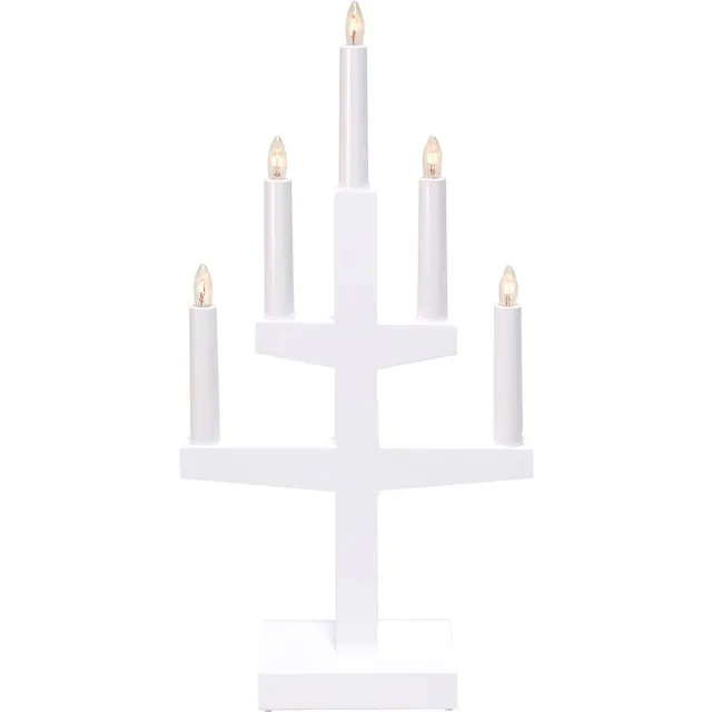 Star Trading kandelaar 'Trapp' van grenenhout, wit, 5-lichts, vervangbare E10-lampen, H 46 cm