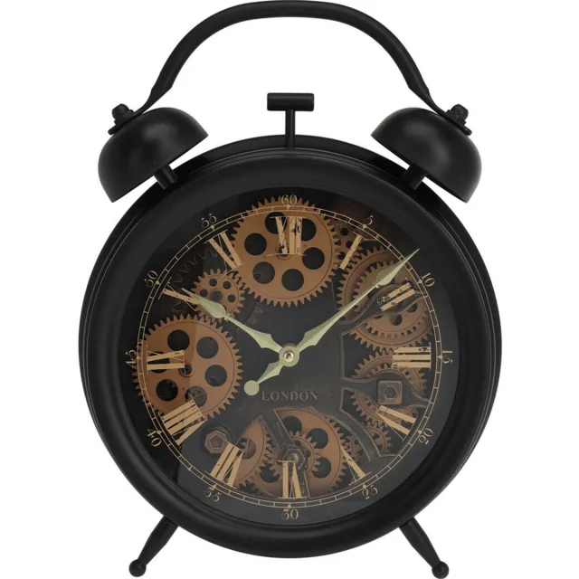 Excellent Houseware Wandklok - zwart - kunststof - 29 x 8 x 38 cm - muurklok met Romeinse cijfers