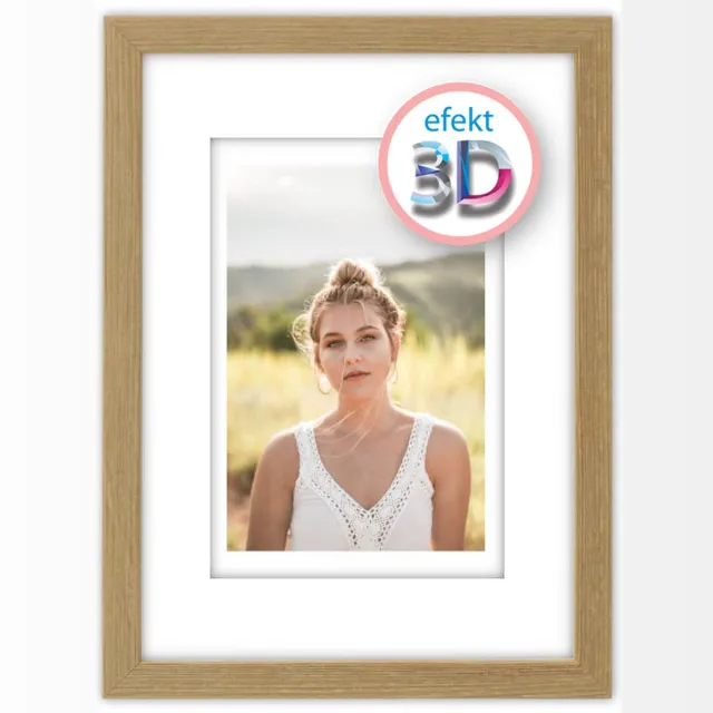 Luca 3D Houten Fotolijst 20x20 cm - Natuurlijk Hout met Passe-partout