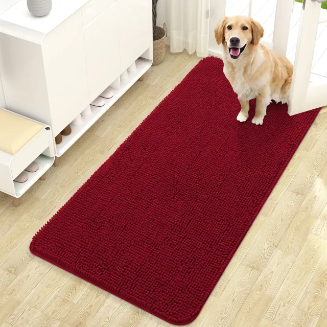 OLANLY Deurmat - Binnen deurmat - Waterabsorberend en antislip - 61x120cm - Rood