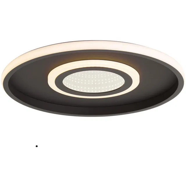 QAZQA led moderne plafondlamp, plafonniere - Frini - zwart, rond, 40cm, ideaal als home-office, kantoor, hal, slaapkamer en woonkamer lamp
