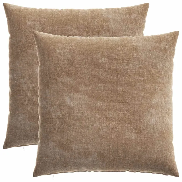vidaXL Dekenkussen - 2 - st - HEERLEN - Bruin - 55 - x - 55 - cm - Chenille - Stof