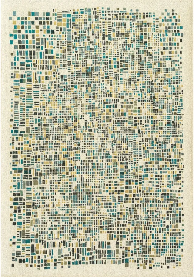 Louis de Poortere Wasbaar Binnen & Buiten Vloerkleed - 200 x 280 cm - Louis De Poortere Cubik Midnight - Laagpolig Tapijt - Gerecycled PET - Made in Belgium - Circulair Groen