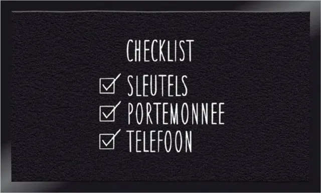 Veer Carpets Deurmat Checklist - Deurmat met Tekst CHECKLIST Zwart