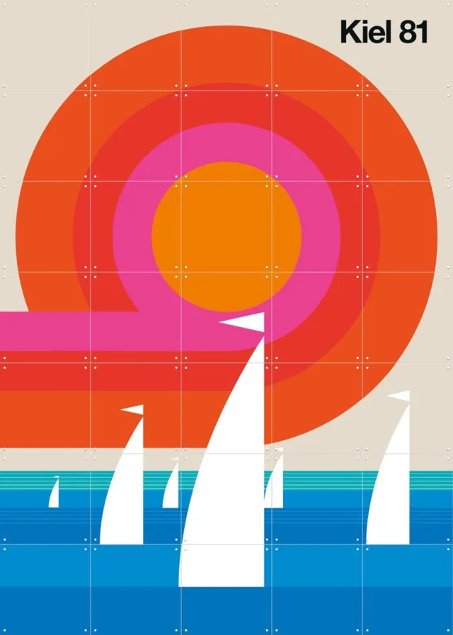 IXXI Kiel 81, Bo Lundberg - 100 x 140 cm - Grote wanddecoratie en posters - Illustraties, Kleurrijk, Geometrische Kunst, Minimalisme, Woonkamer Rood
