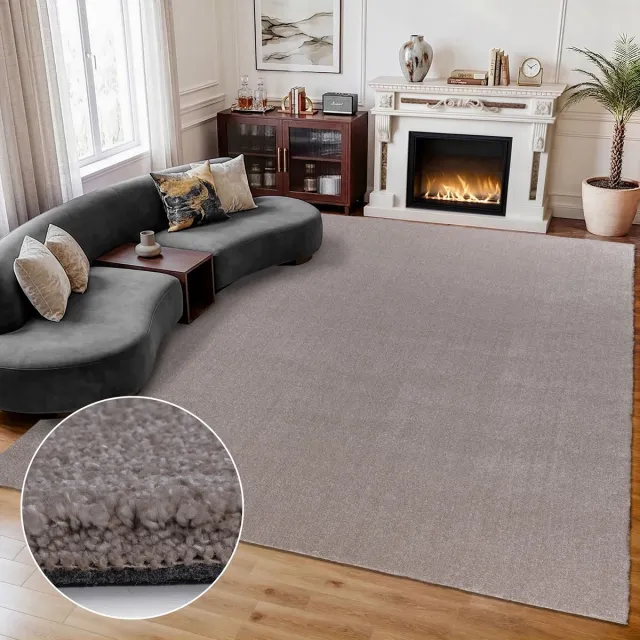 Muratap Comfy Premium - Luxe Effen Vloerkleed Wasbaar Uni Beige- 140x200 CM