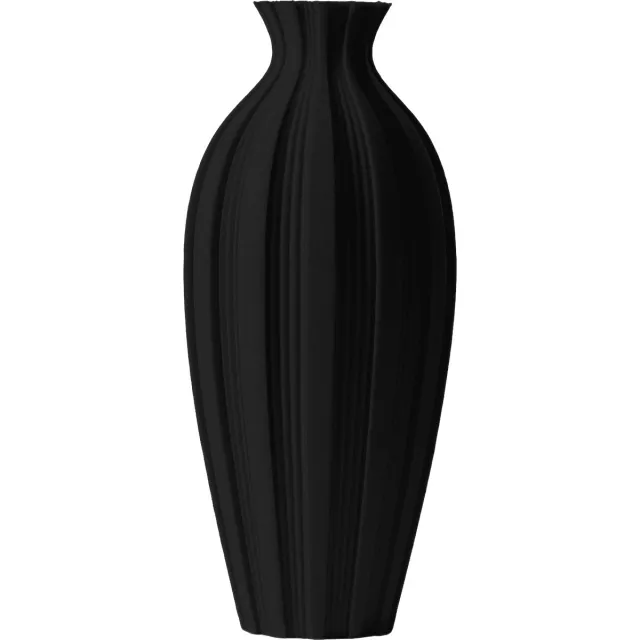 Layvo SOREN Vaas - Zwart - D11 x H25 cm - droogbloemen vaas - japandi - gerecycled plastic