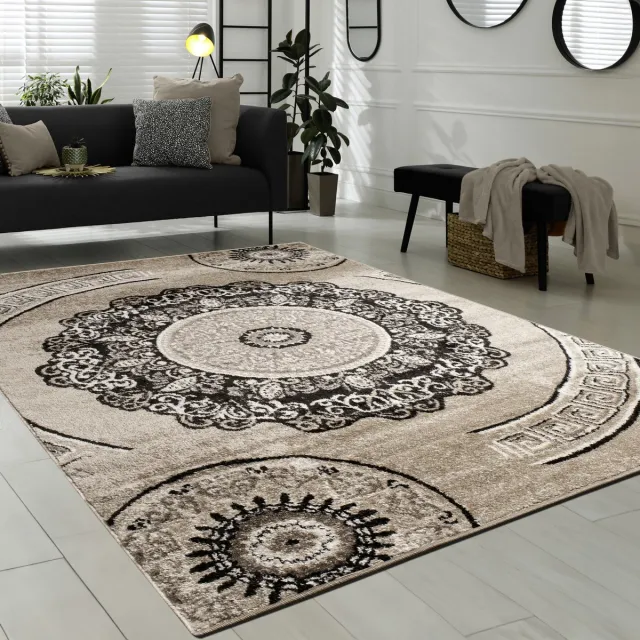 flycarpets Sinovo Modern Vloerkleed - Bruin / Beige - Laagpolig Tapijt Loper