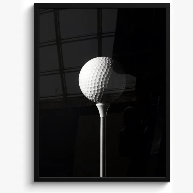 FrameYourWall Poster in lijst - Fotolijst 50x70 cm - Posters - Golfbal - Minimalistisch - Wit - Posterlijst zwart - Decoratie - Wanddecoratie woonkamer - Muurdecoratie slaapkamer