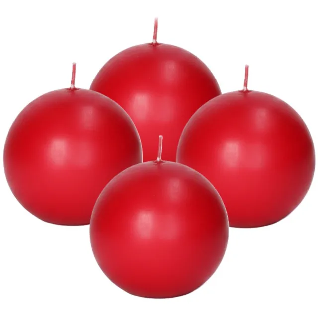 Trend Candles Bolkaars glad - 4x - rood - 8 cm - 25 branduren - ronde kaarsen