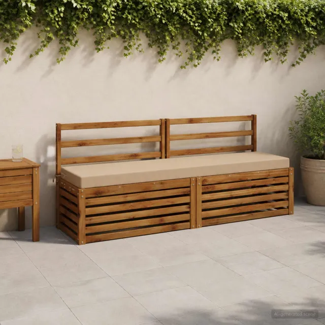 vidaXL Bank Kussens SOEST 2 st 100% Polyester Zand 200 x 40 x 8 cm Grijs