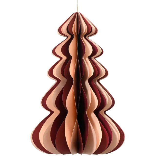 Decoris decoratie kerstboom papier (39x60 cm) ossenbloed, beige