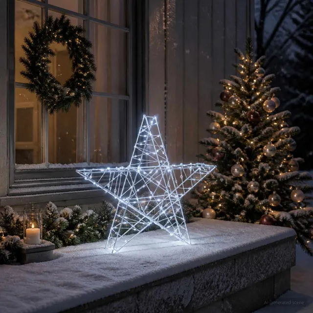 vidaXL 3D-kerstster 120 LED's Koel wit 55 x 53,5 x 10 cm