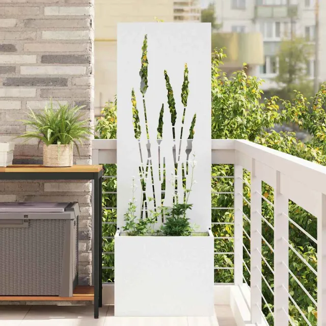 vidaXL Tuin Privacy Screen Wit 50 x 32 x 150 cm Koudgewalst staal