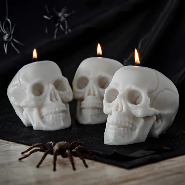 MikaMak MikaMax Skull Candle Set - Kaars - Halloween - Schedel decoratie - Kaarsen wit