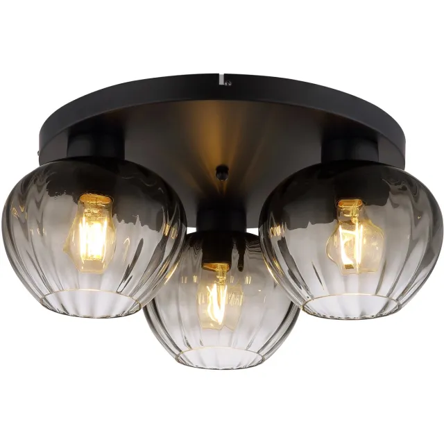 Globo Plafonniere - zwart - TOY - glas - Ø 45cm - E27 - 60130308 - Globo
