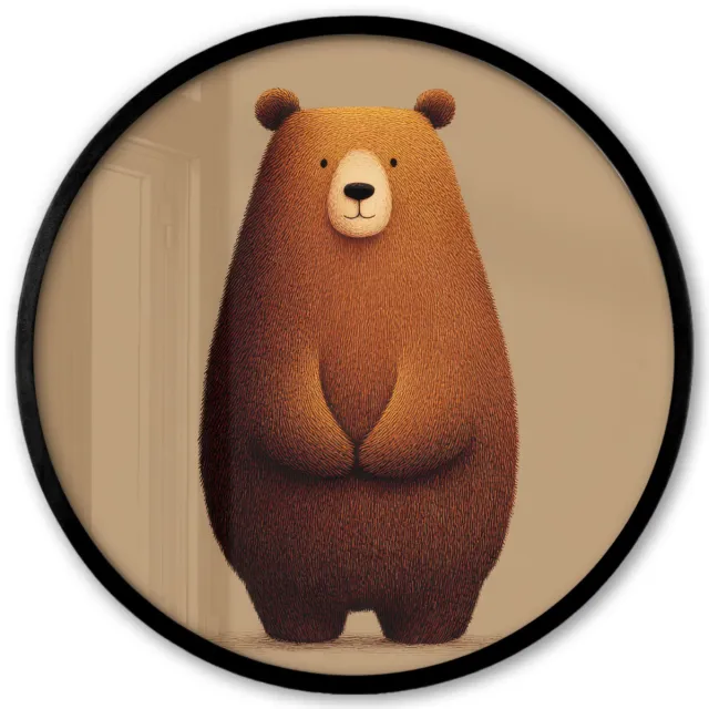 FrameYourWall Poster in lijst Rond - Fotolijst 40x40 cm - Posters - Beer - Minimalistisch - Bruin - Ronde posterlijst zwart - Decoratie - Wanddecoratie woonkamer - Muurdecoratie slaapkamer