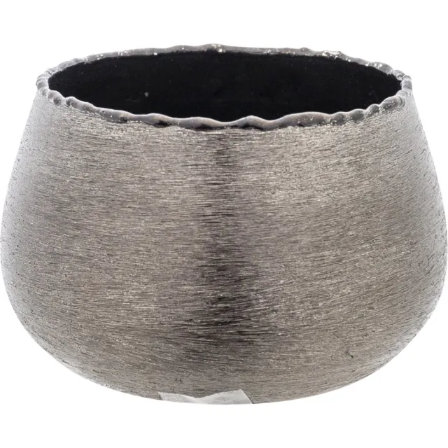 Cosy @ Home Waxinelichthouder - zilver/zwart - aluminium - 10 cm - Waxinelichtjeshouder van metaal
